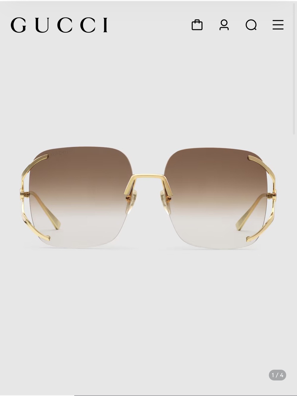Authentic Gucci Square Metal Sunglasses **LIKE NEW**